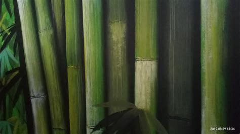 [LUKISAN TEMBOK] Membuat motif dan serat bambu. - YouTube